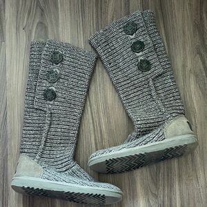 UGG Gray Knit Button Boots
